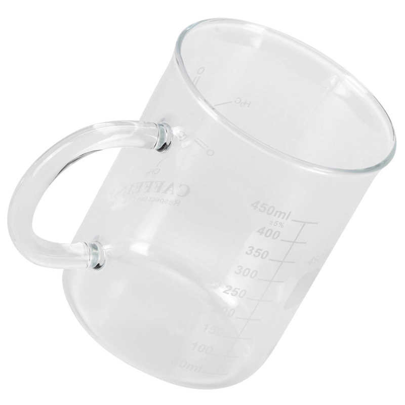 16 Ounces Transparent Beaker Mug Borosilicate Glass Cup Chemistry Mug with Handle and Measuring Scale for Coffee Tea