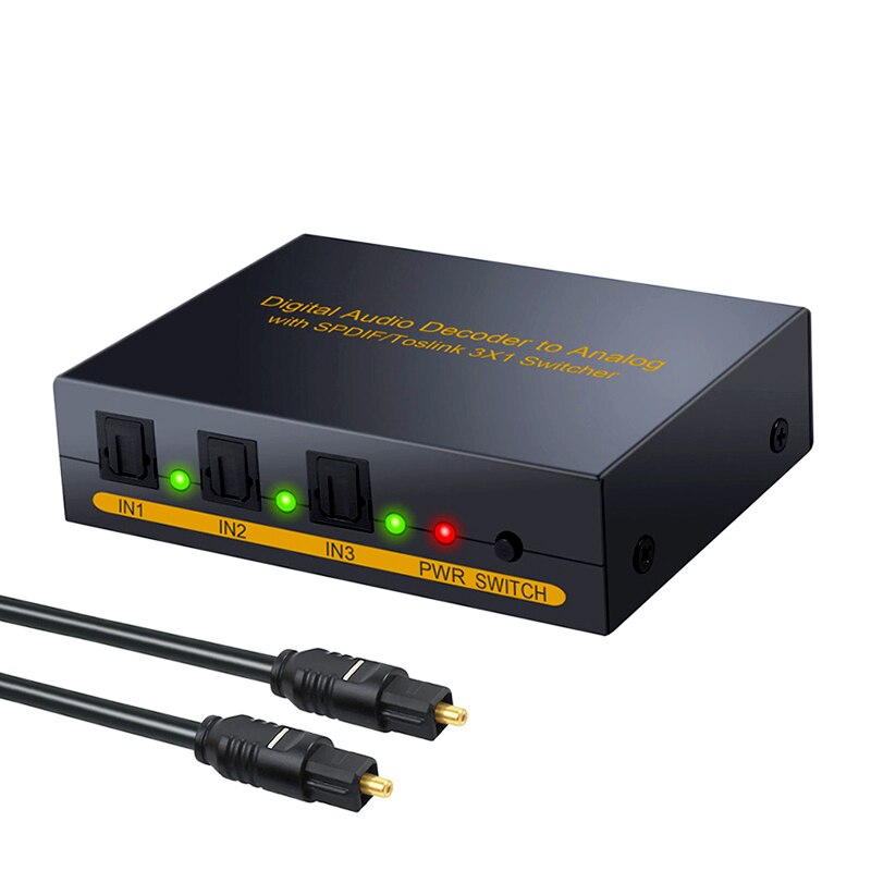 SPDIF – décodeur Audio numérique 3 ports vers analogique, commutateur 3 × 1, 5.1 canaux SPDIF 2xRCA, jack 3.5mm, casque