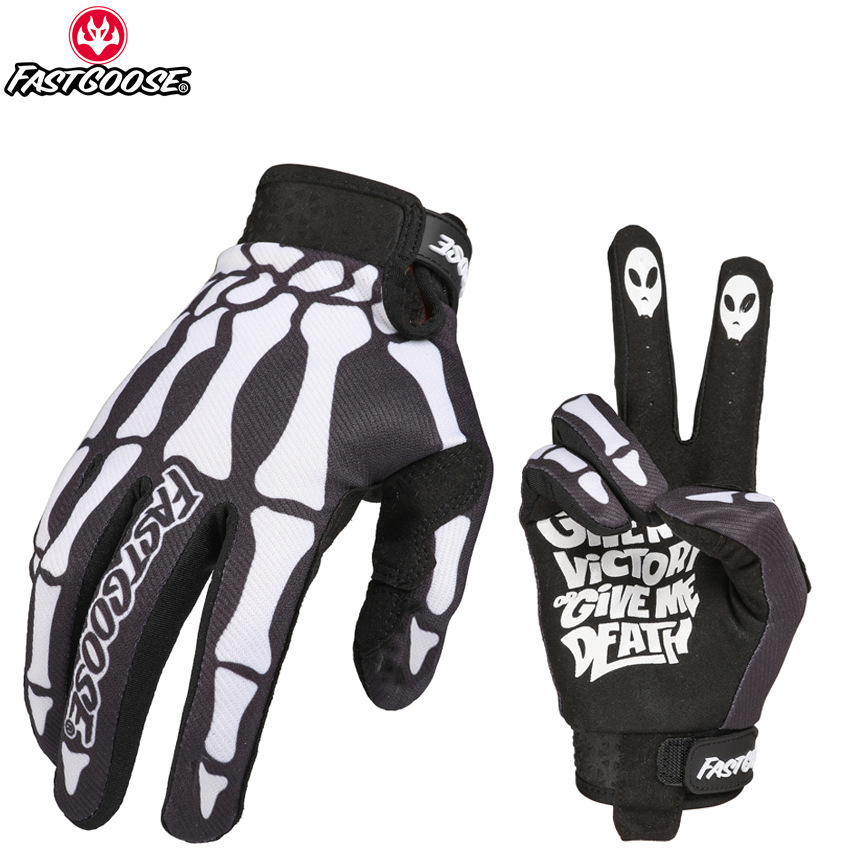 FASTGOOSE gants squelette Moto Motocross hors route MX BMX vtt ATV Guantes Moto vélo écran tactile gants de cyclisme: Black / XL