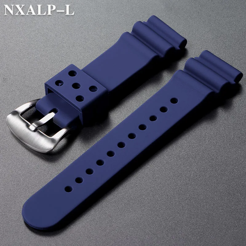 20mm 22mm Bracelet de montre en Silicone pour Seiko SKX007 SKX009 plongée 007 SRP777J1 Prospex Bracelet de montre hommes femmes Bracelet de Sport étanche: Bleu / 22mm