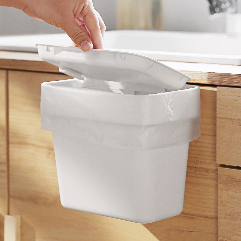 Japanischen Kurze Küche Papierkorb mit Deckel Hängen Mülleimer für Küche Schrank Tür Abfall Müll Behälter Altpapier Korb