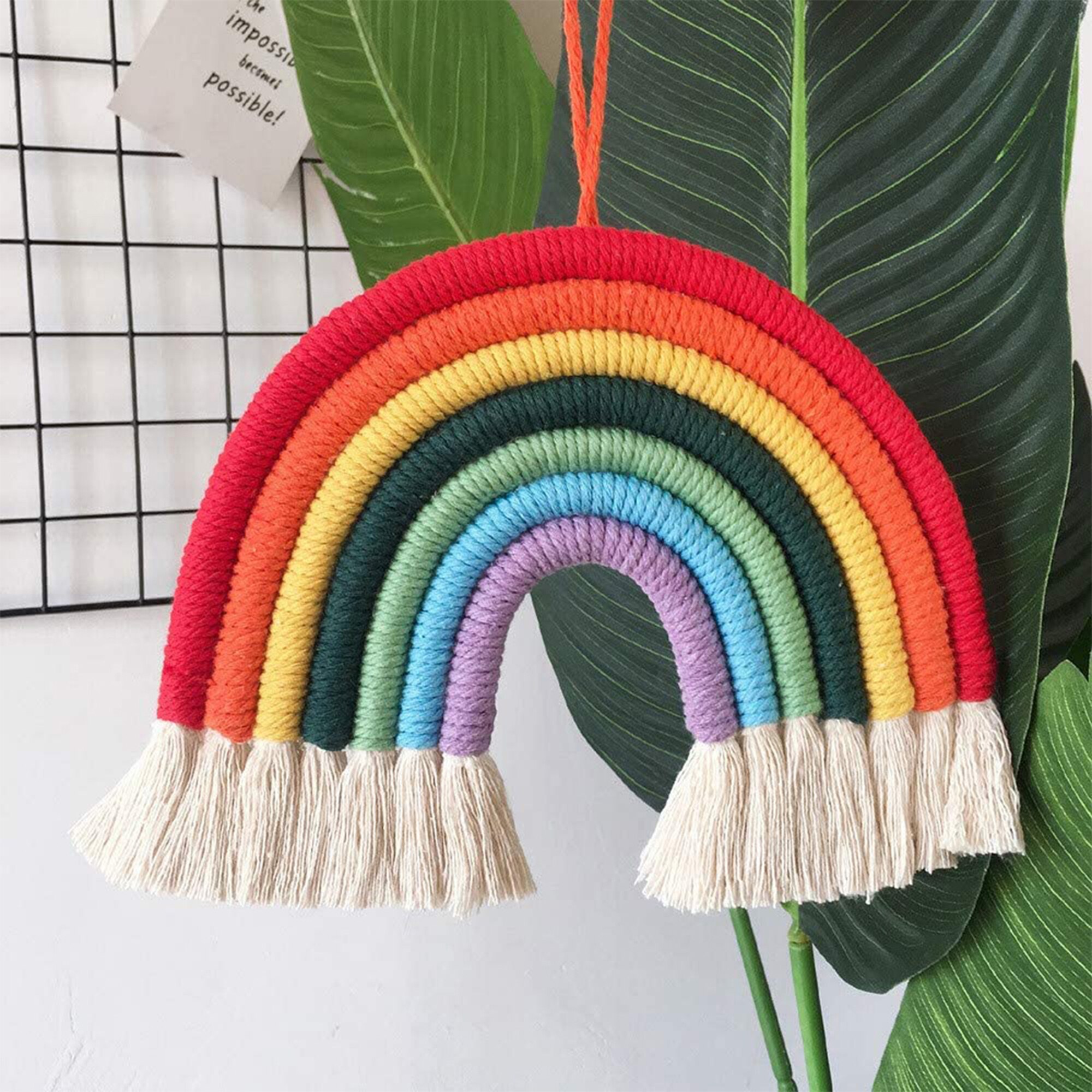 Muurdecoratie regenboog handgeweven hanger hangend huis kleurrijk slaapkamerdeur kinderornament