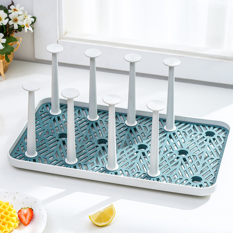 Cup Drying Rack Stand Glass Cup Drainer Holder Detachable Tea Cups Dish Drying Rack Storage Tray Organizer Kitchen Organizer: White L