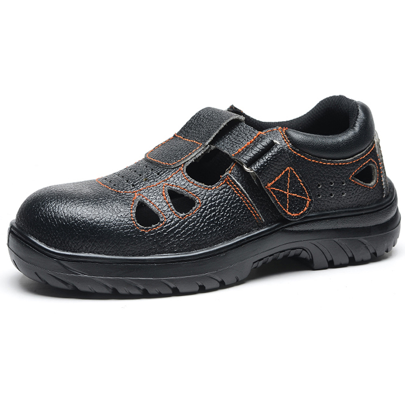Safety Slipper Steel Toe Cap Safety Working Shoes Leather Band Sandals Top Slides Summer Black Slippers Safety Shoe