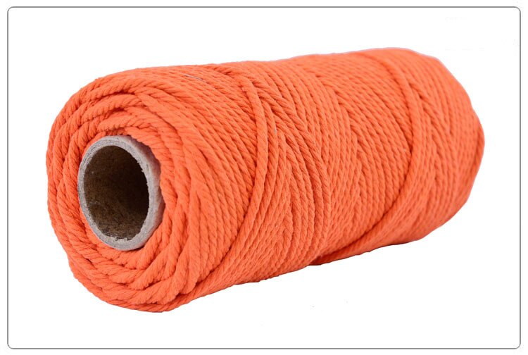4mm 100%  bomuldssnor farverig reb ledning beige snoet håndværk macrame snor gør-det-selv bryllup hjem tekstil dekorative forsyning 100m: Orange