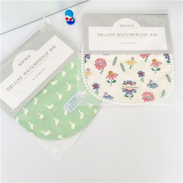 Baby and Little Kid Waterproof Bib Waterproof Drool Daby Feeding Supplies Lovely Cartoon Pattern Floral and Goose: 5