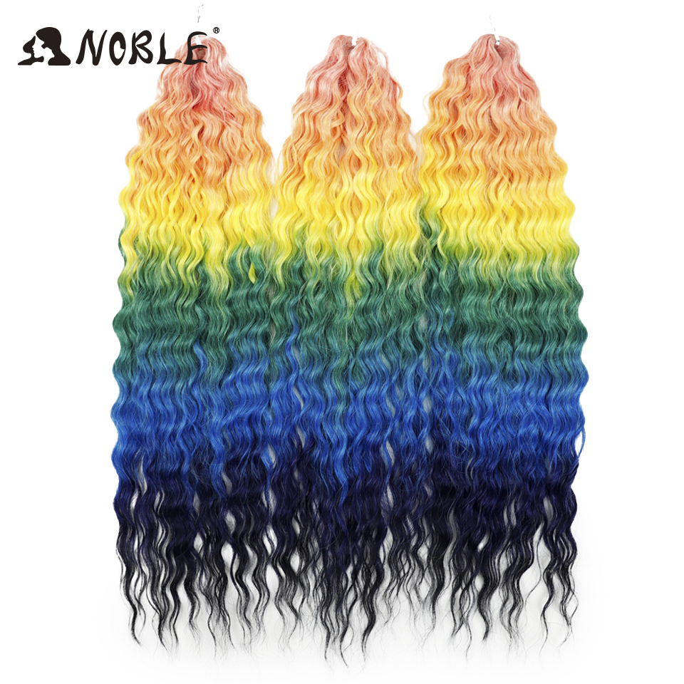 Extensiones de cabello trenzado de onda profunda sintética, pelo rizado de ganchillo, giro de pelo Noble, 24 pulgadas, resistente al calor: #16