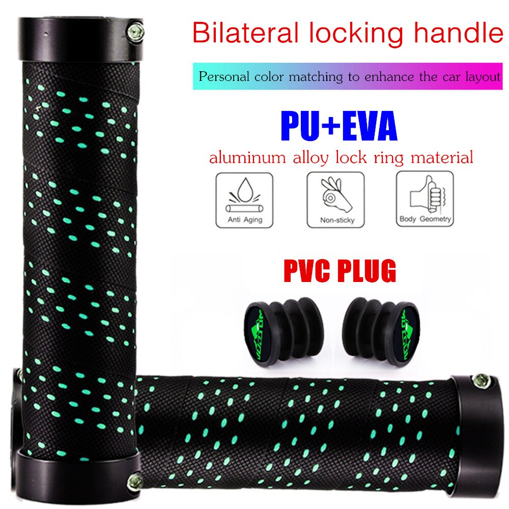 MOTSUV-Puños de manillar de bicicleta, con bloqueo Bilateral, de EVA + PU + anillo de aleación, cómodo de bloquear, empuñaduras de absorción de impacto: Bianchi