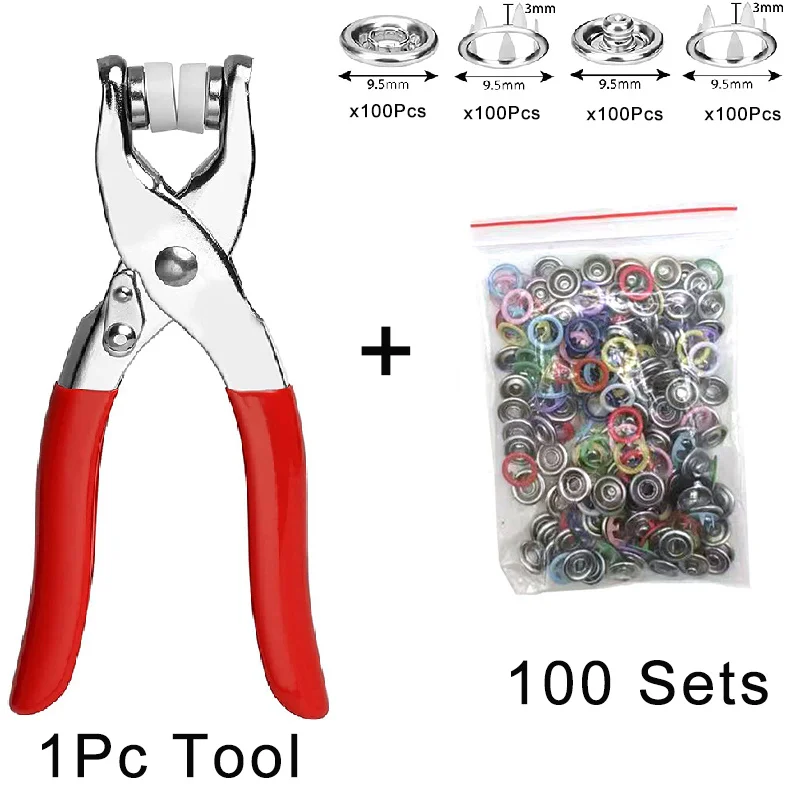 50/100Sets Metal Snaps Buttons with Fastener Pliers Press Tool Colored Claw Button Punch Eyelet Kit for DIY Craft Clothes Sewing: Antique Copper