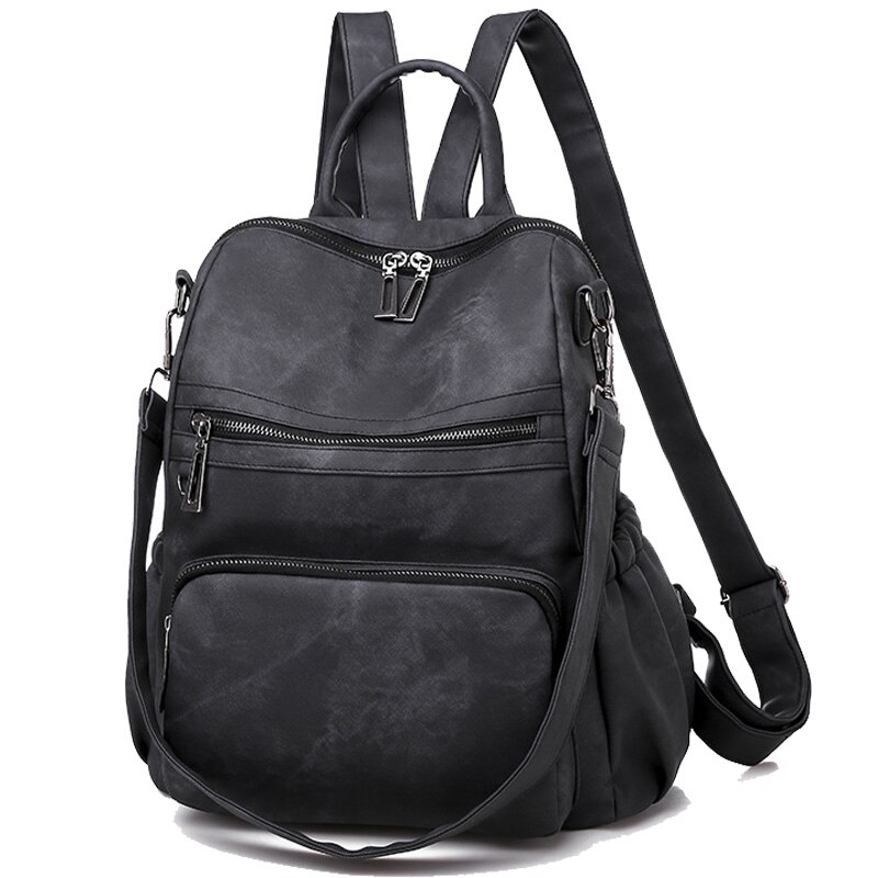 Chuwanglin-mochila para mujeres jóvenes, morral de cuero para chicas adolescentes, bolso de hombro de colegio, mochila D103011: Negro