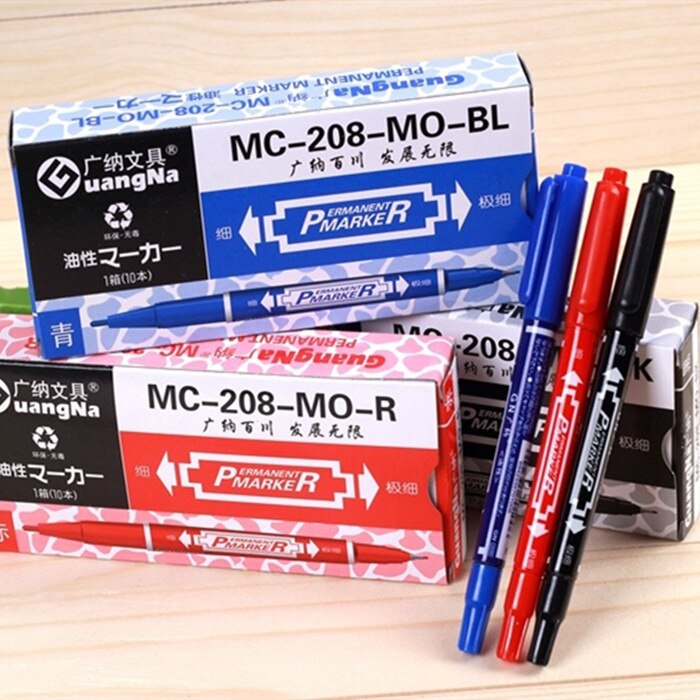 1pcs Small Double-headed marker pen Two written lines Mark Oily Optical Disc Glass Ceramic plastic marker