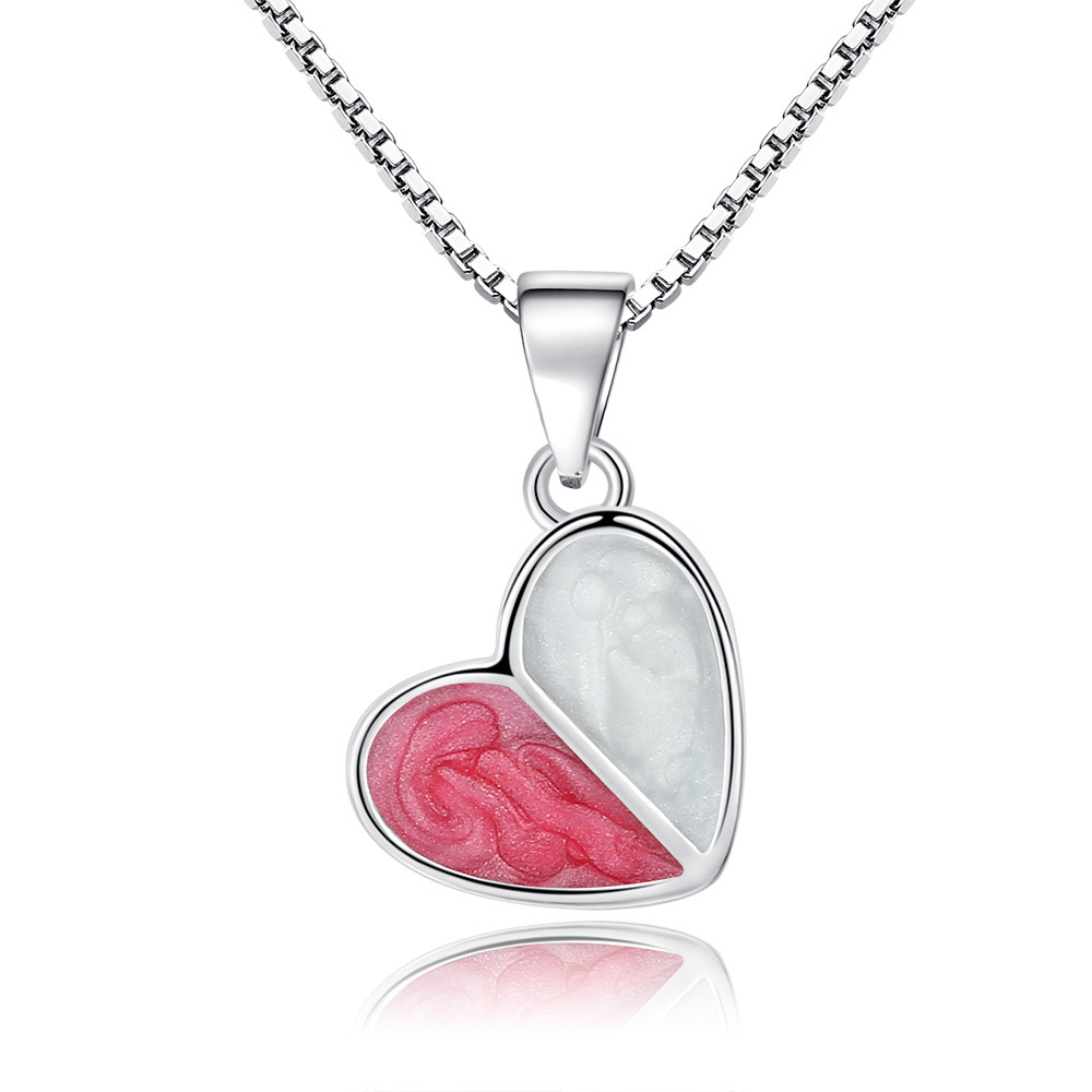 Neue 925 Silber Überzogene Frauen Halsketten köstlich Nette Herz-Förmigen Anhänger Schlüsselbein Kette Schmuck Länge 45CM: Ursprünglich Titel