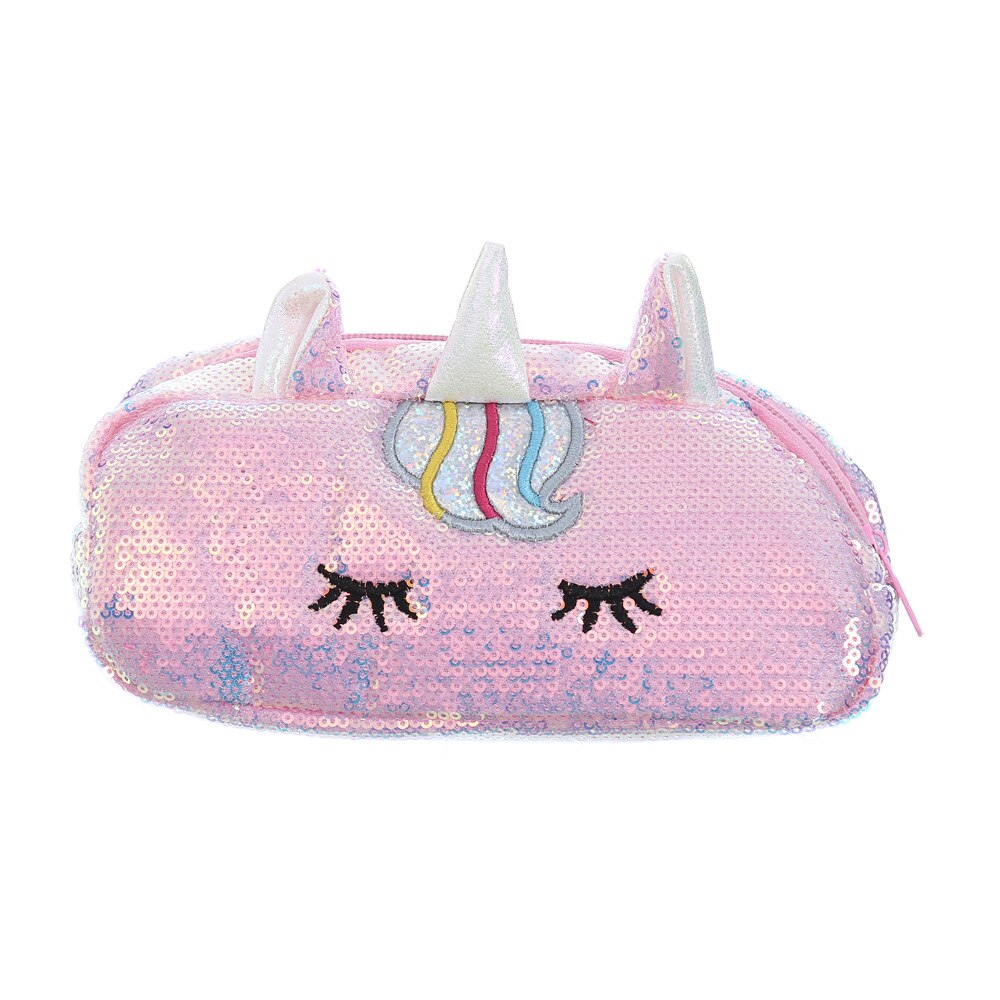 Unicorn Pencil Bag Sequins For Girls School Supplies 2PCS: Pink