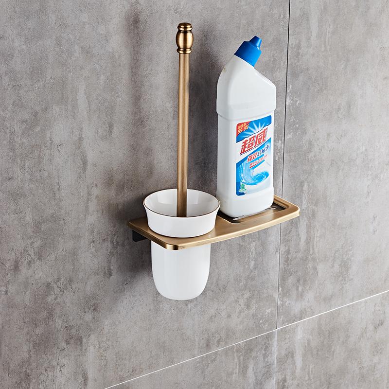 Soportes para escobillas de inodoro, accesorios de baño antiguos, negros y blancos con estantes para el baño