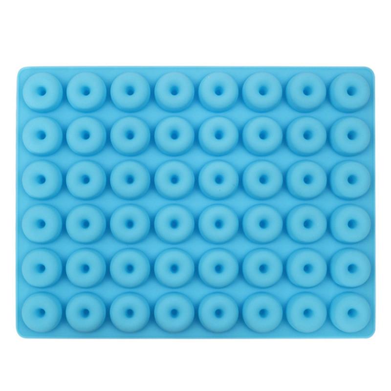 48 Cavity Mini Donut Silicone Mold Donut Bakeware Dessert Silicone Mold Chocolate Biscuit Cake Molds Donut Baking Pan Ice Molds: blue