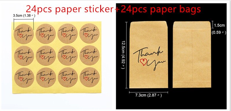 48 Pcs Papieren Zak Gemaakt Met Liefde Dank U Kraft Papieren Zak Met Papier Sticker Party Wedding Verpakking snoep Verpakking Zak: thank you heart