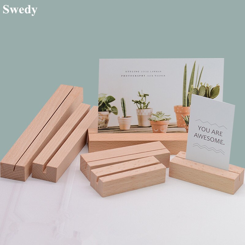 Wood Table Number Holders Stand Acrylic Sheets Display Stands Place Card Holder Base For Wedding Retail Signage, Party Events