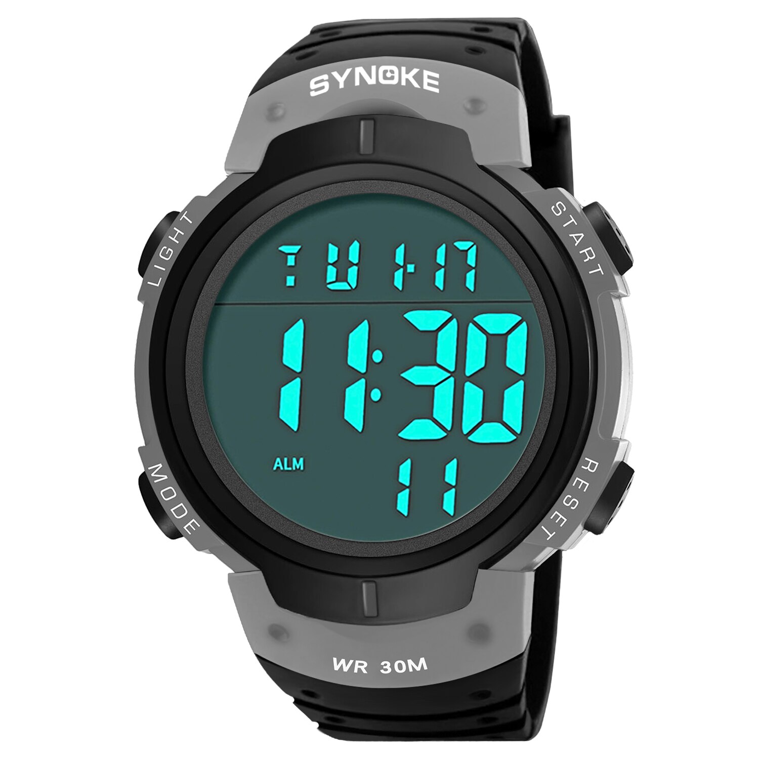SYNOKE männer Uhren Große Zifferblatt Wasserdichte LED Alarm Uhr Sport Uhr Herren Digitale Armbanduhr Relogio Masculino Uhr Männer: grau