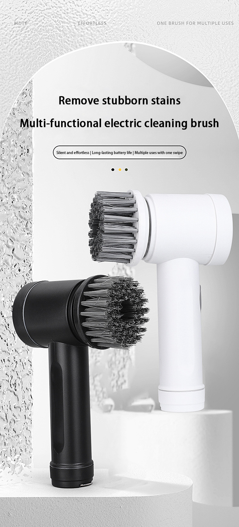Xiaomi kabellose elektrische Reinigungsbürste, leistungsstarke Küche, Zuhause, Multifunktions-WC, 6, Ersatzkopf, tragbare Reinigungsbürste