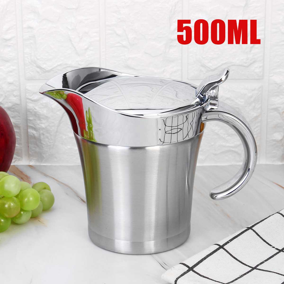 500ml/750ml dubbla lager i rostfritt stål syltgryta juice sås soppa vattenkokare vattenkanna vattenflaska för hemmakök restaurang: 500ml