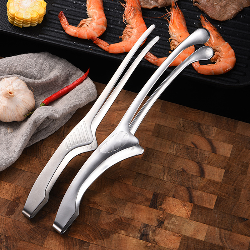 1pc Food Tongs Stainless Steel Golden Japanese Barbecue Korean Barbecue Tongs Bbq Steak Tongs Kitchen Gadgets Cake Tongs