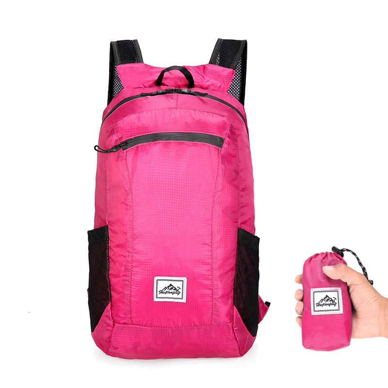 Draagbare Vouwen Rugzak Mannen Vrouwen Winkelen Outdoor Wandelen Ultralight Reizen Rugzakken 20L Waterdichte Camping Opvouwbare Tassen: Rose