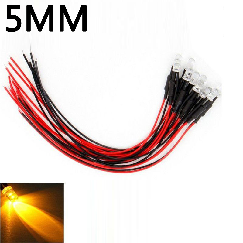 Luces LED de 10 piezas para coche de control remoto, accesorio de 3mm/5mm, 12v para 1/10 RC Crawler Drift Car TRX4 Defender AXIAL SCX10 D90 1/14 Tamiya RC Truck Scania Actros Part: Borgoña