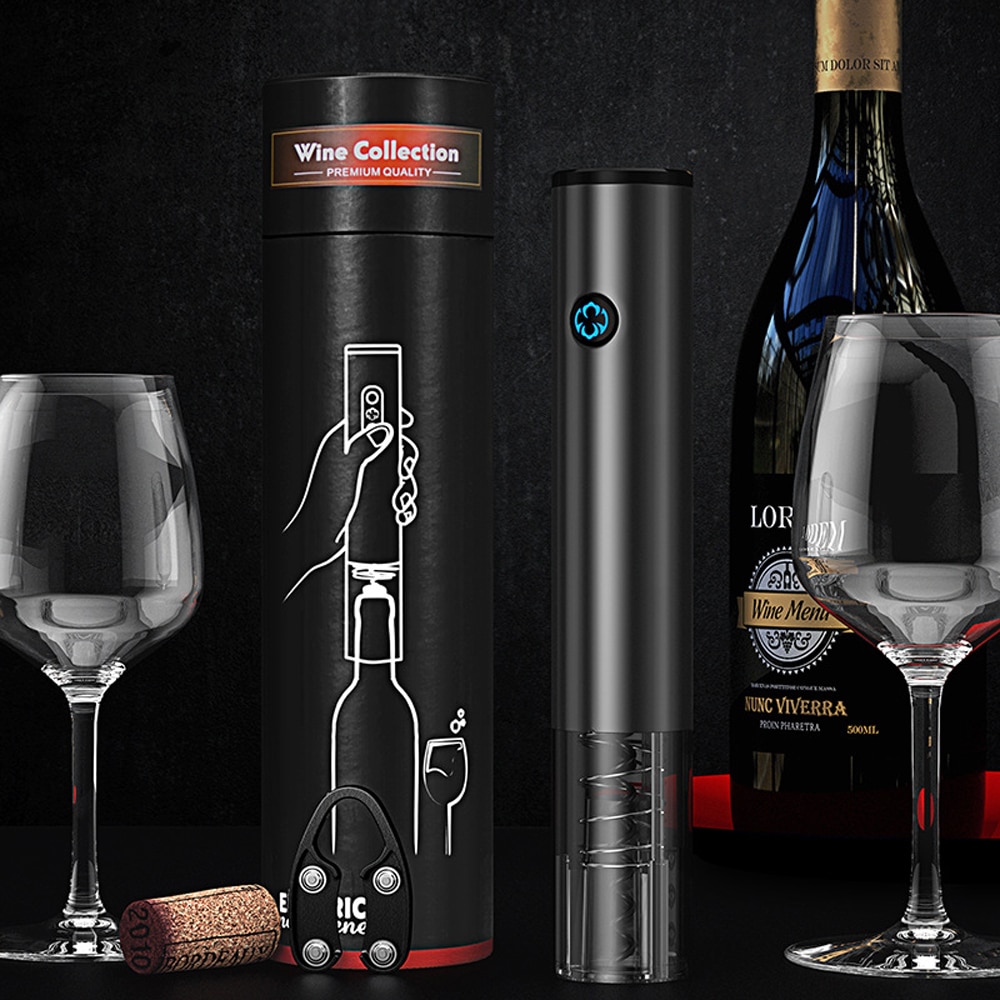 Automatic Electric Wine Opener Corkscrew Wine Bottle Opener Kit With Foil Cutter Kichen usb Recharge Electric Bottle Opener