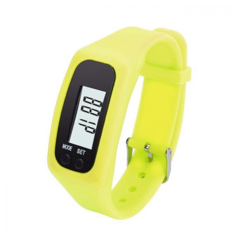 Battery Multifunction 10 Colors Digital LCD Pedometer Run Step Calorie Walking Cycling Distance Counter: Yellow