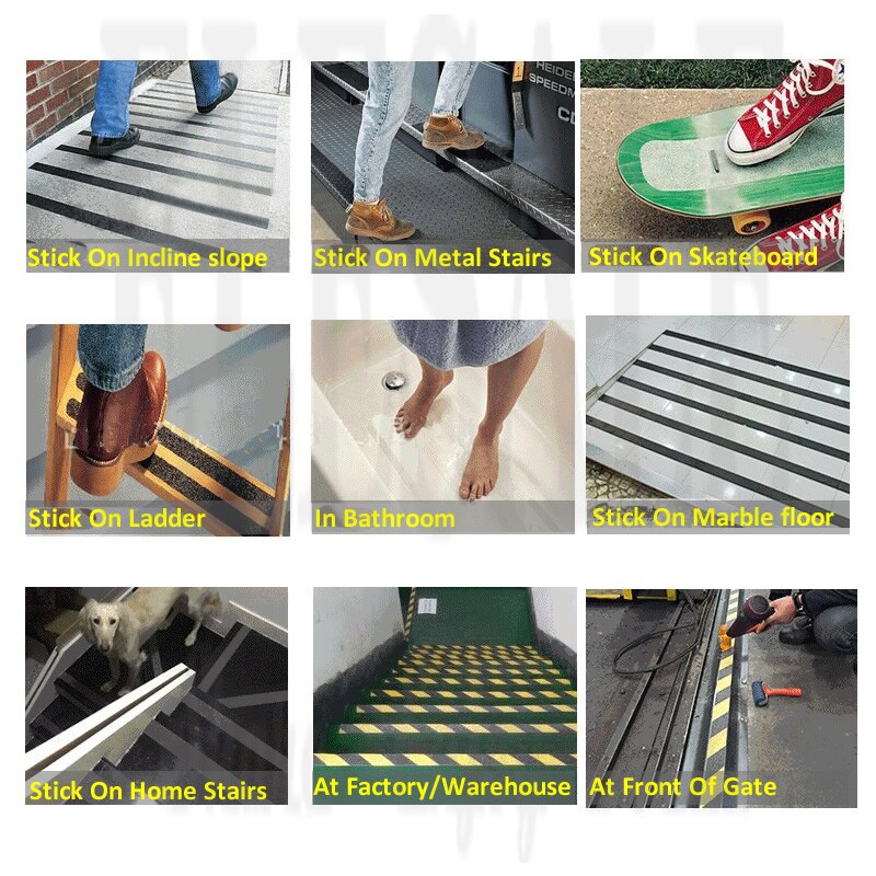 1 Uds. De cinta de advertencia antideslizante de de 2,5 cm x 5m para almacén de fábrica, cintas de seguridad antideslizantes para el hogar, baños y escaleras para el lugar de trabajo