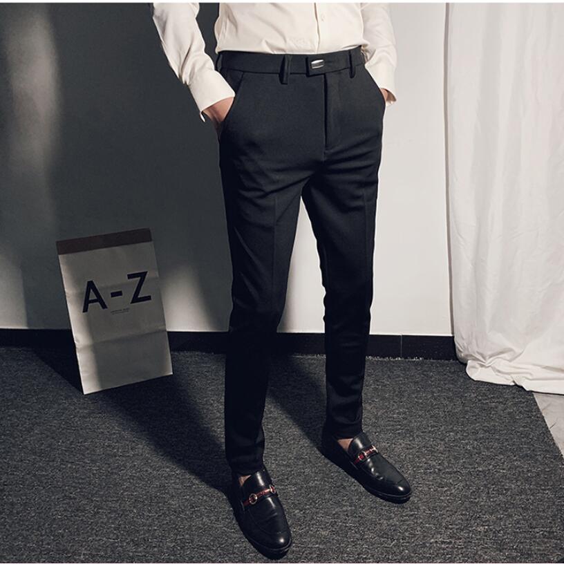 Mannen Pak Broek Lente En Zomer Hoge Slanke Broek Mode Casual Negen Punt Broek herenkleding Formele Broek