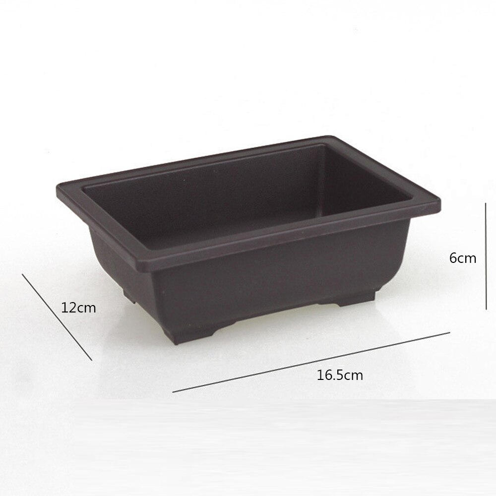 1PC Plastic Rectangle Square Flower Pot Plant Bowl Bonsai Succulent Basin Nursery Succulent Pot Garden Supplies: 16.5x12x6cm