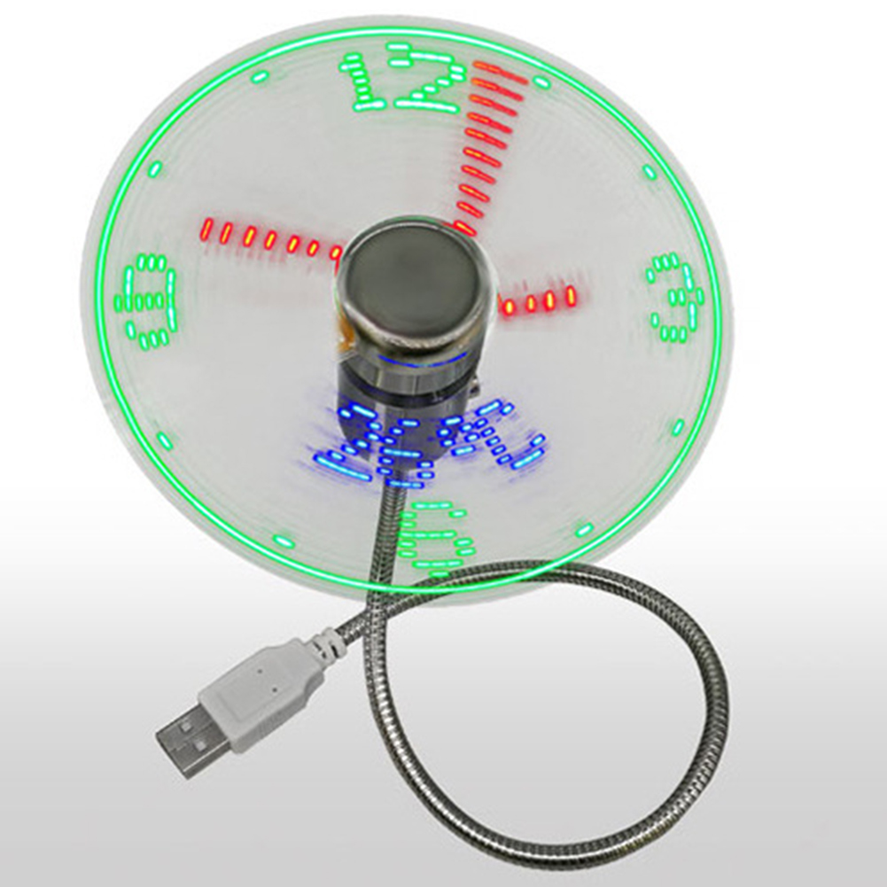 Ventilador de reloj LED con pantalla de temperatura y tiempo, miniventilador de refrigeración intermitente, alimentado por USB, Flexible, cuello de cisne, para ordenador portátil, PC y Notebook