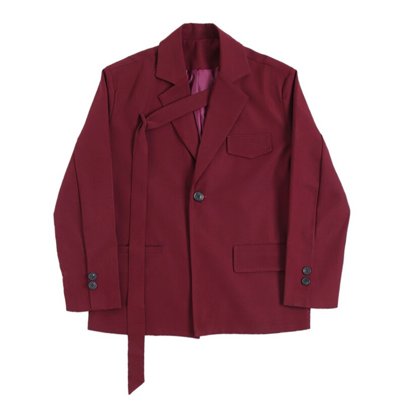 Männer Wein Roten Anzug Jacke Bordstein Revers Frühling Einzelne Geschmack Jahrgang verlieren Jacke Herren Oberbekleidung: M