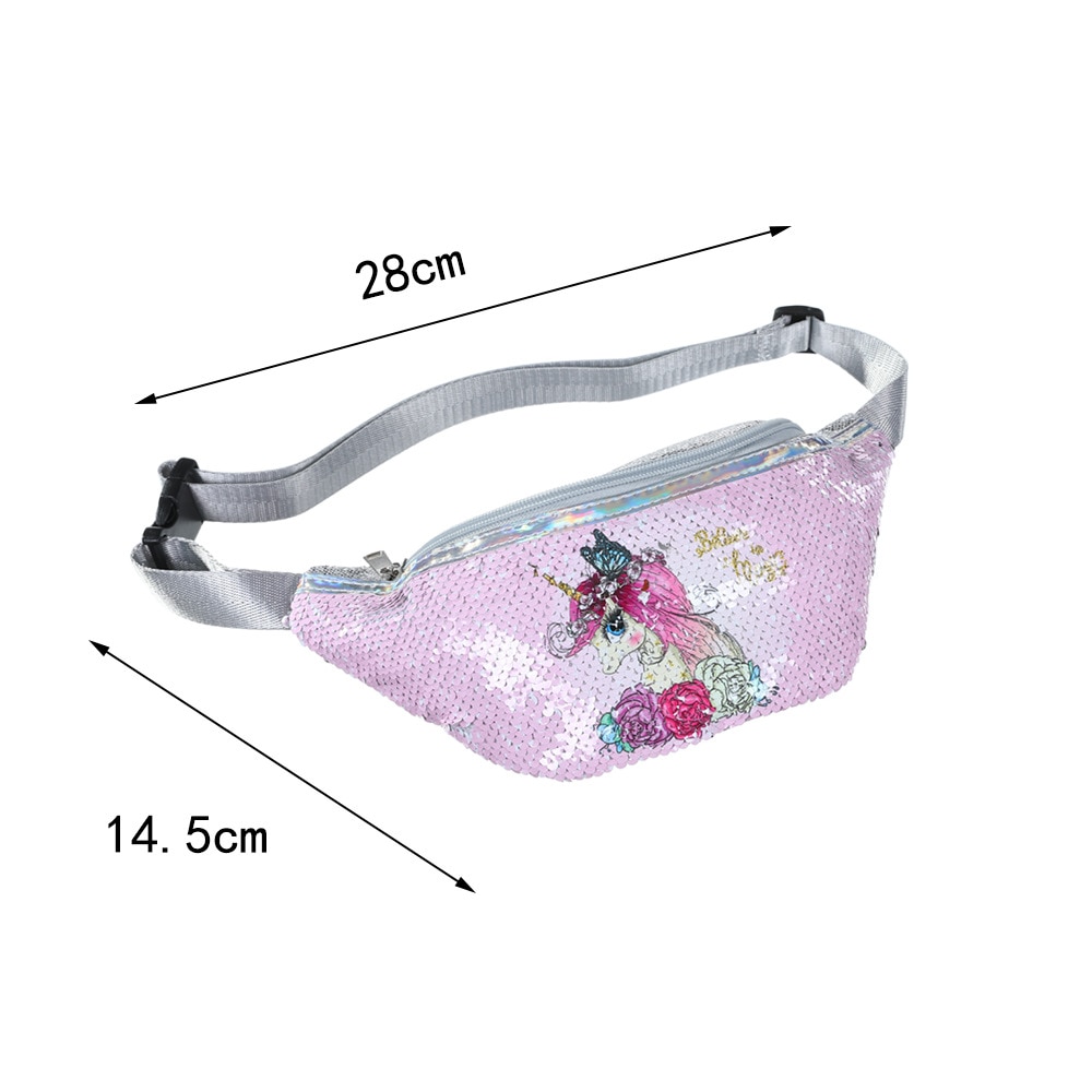 Cute Kids Mini Waist Bag Sequin Chest Bag for Baby Girls Leather Fanny Pack Kid Belt Bag Holographic Purse