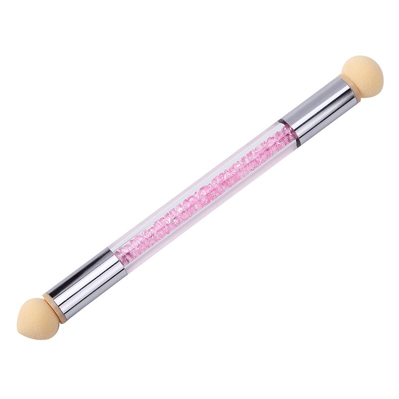1x Nail Art Gradient Brush Pen Painting Drawing Pen With 4 Replace Sponge Heads Double End Rhinestone Handle Manicure Tool TB17#: 2