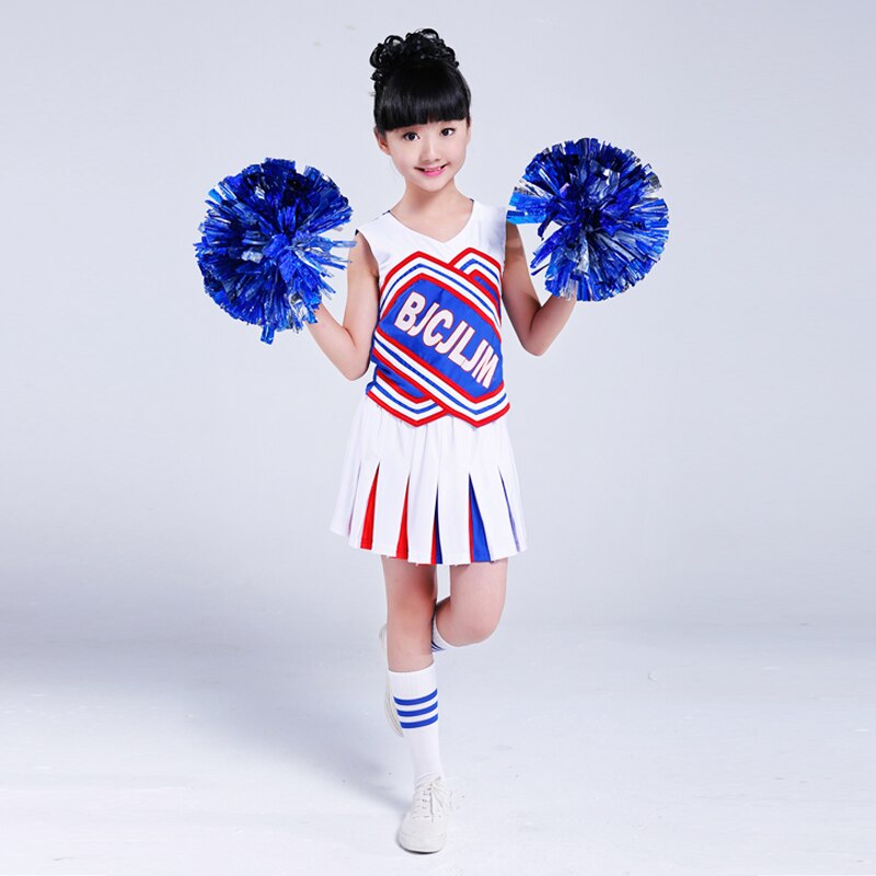 Girl Primary School Uniforms Set Girl Cheerleader Uniforms Kid Cheer Leaders Costumes Children Soccer Cheer Team Uniforms