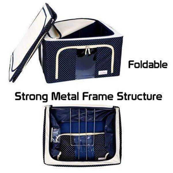 Caja de almacenamiento de tela Oxford con marco de acero para ropa, Sábana, manta, armario de dormitorio, ahorro de espacio, organizador de ropa