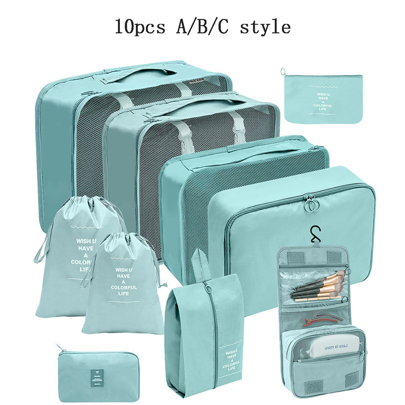 10 stuks / set reistassen organisator opslag kleding reisbenodigdheden verpakking kubussen reisaccessoires multifunctionele set
