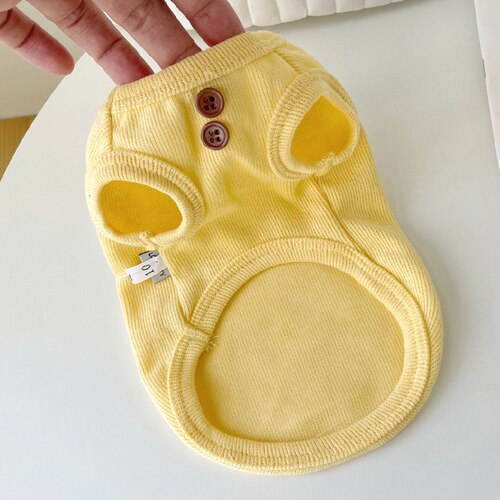Solid Thin Cotton Pet Dog Tshirts Para Perro Sweet Korea Style Dog Shirts Pomeranian Chihuahua Yorkie Vest Dogs Pets Costume: Yellow Vest / 14