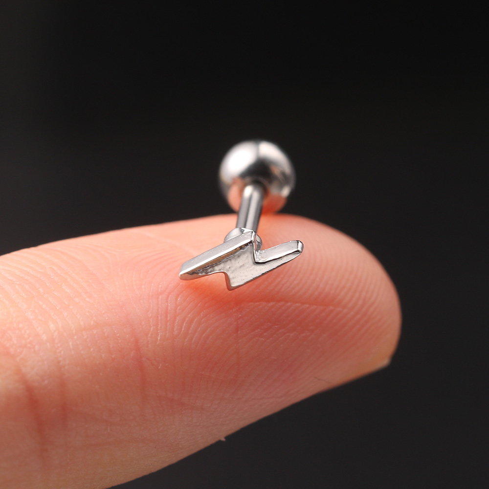 Daith Piercing Bliksem Oorbellen Voor Vrouwen Sieraden 1Pc Gold Kleur Tragus Helix Septum Piercing Kraakbeen Ear Rvs: Silver Plated