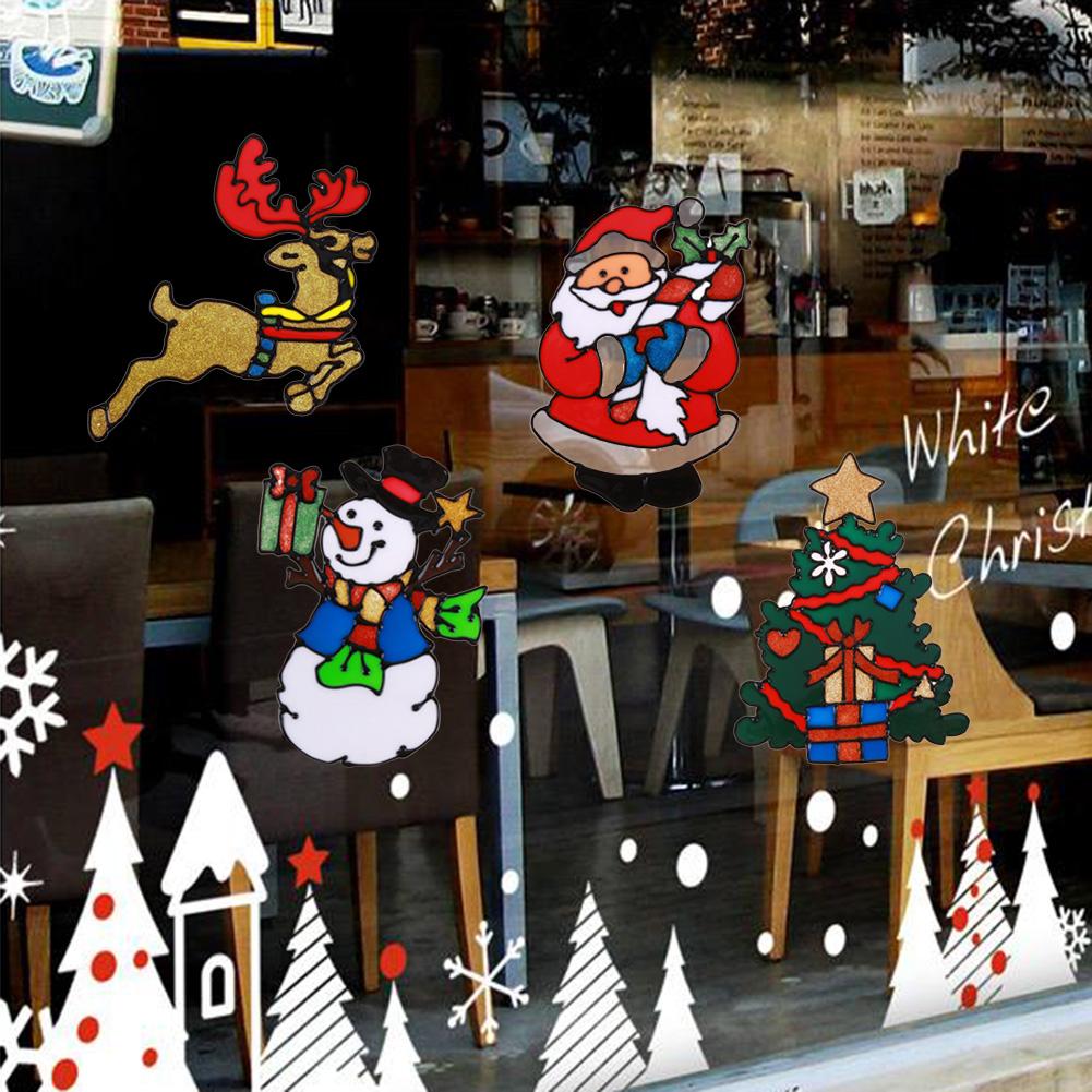 Siliconen Glas Stickers Grote Raam Deur Muur Geplakt Xmas Ornamenten Decor