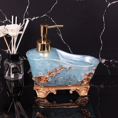 Badeværelse sæbedispenser harpiks emulsion dispenser flaske guld hoved bærbar hotel skønhedssalon håndbruser gel shampoo flaske: Stil 3