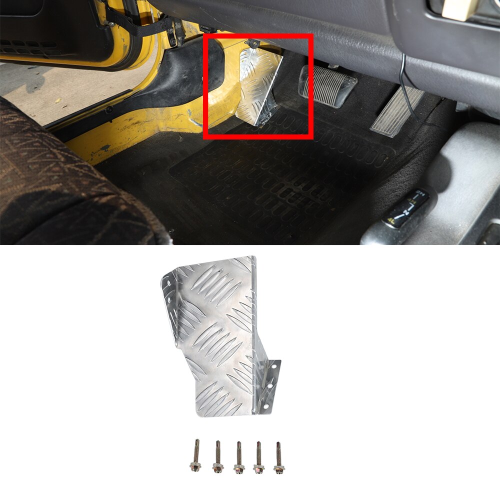 Pedal Left Side Foot Rest Kick Panel for Jeep Wrangler TJ 1997-2006 Car Interior Accessories Aluminum Alloy Silver Car Styling
