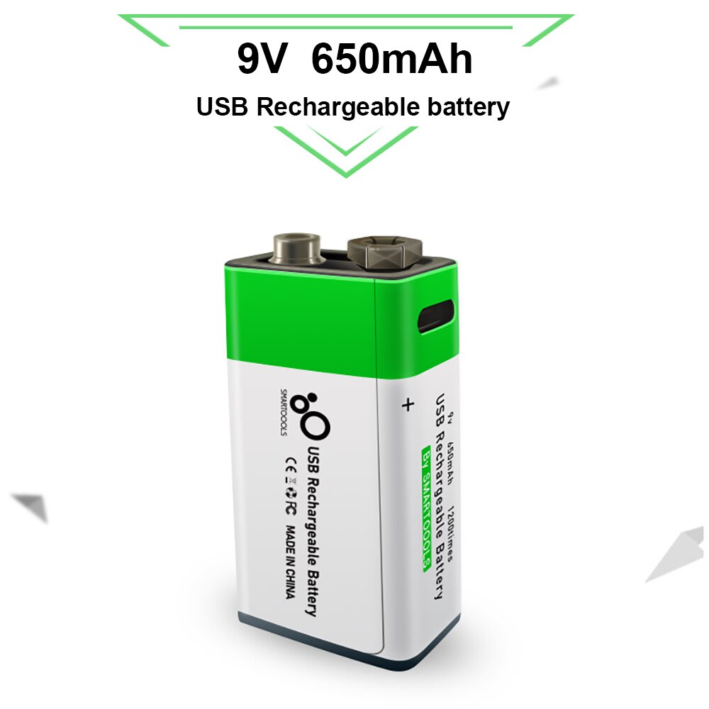 9 V 650Mah Lithium Oplaadbare Batterij Usb Opladen 9 V Li-Ion Vierkante Batterij Voor Speelgoed Afstandsbediening Ktv Multimeter microfoon