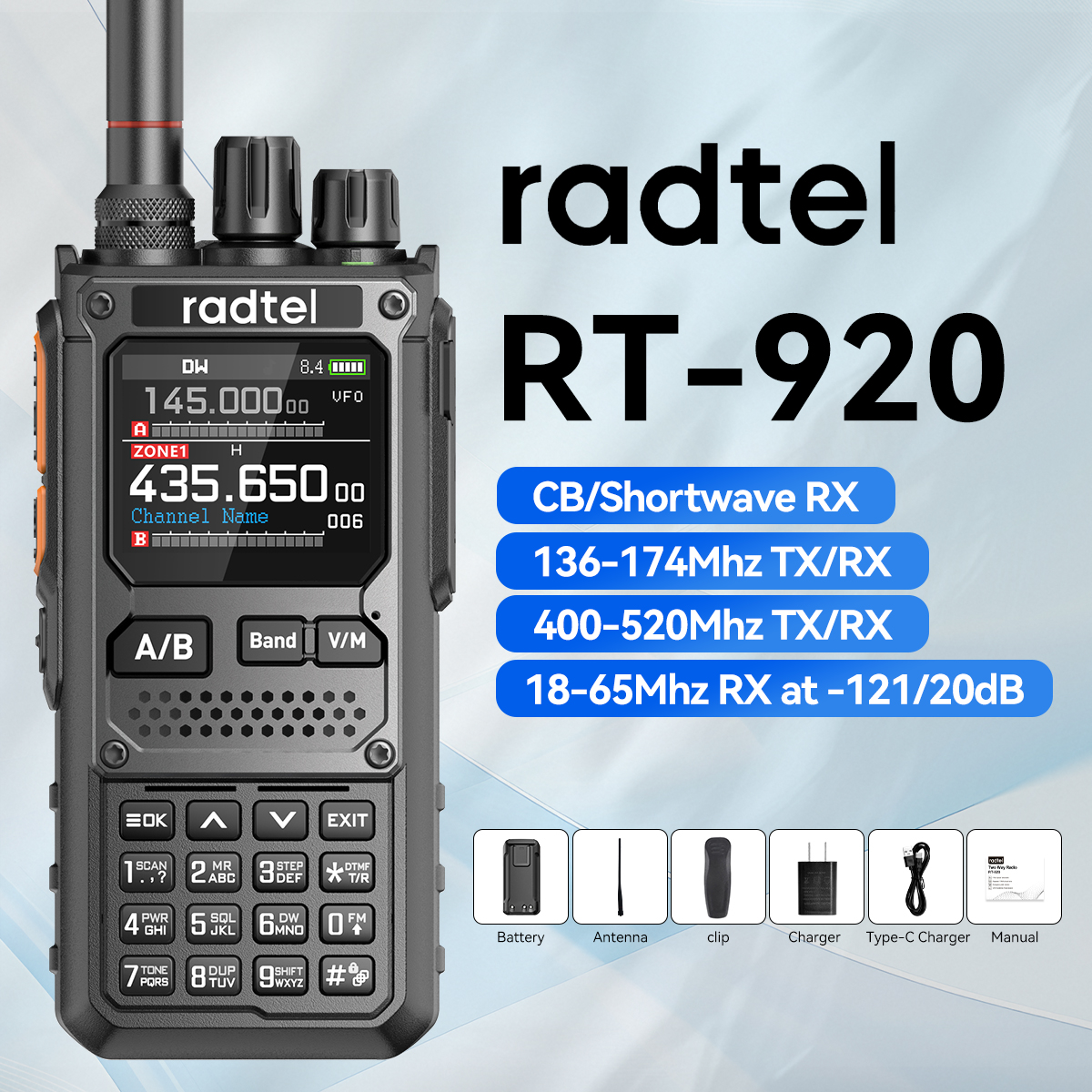 Radtel RT-920 10W Walkie Talkie lang Palette SW MW LW bin SSB CB Empfang Drahtlose Bluetooth Telefon Programmierung Amateurfunk HF NOAA