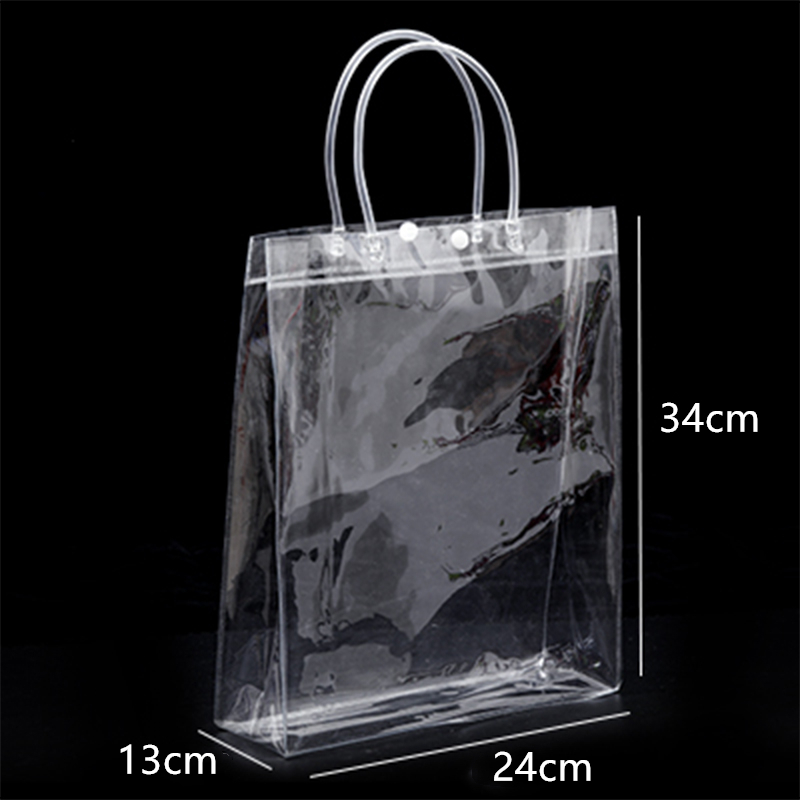 20pcs/lot Transparent soft PVC tote packaging bags with hand loop, clear Plastic handbag, cosmetic bag: (05)24x34x13cm