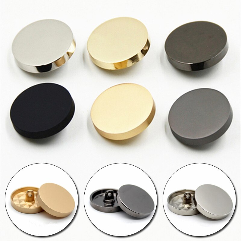 10pcs Gold Silver Color Round Buttons Alloy Shank Button For Jacket Windbreaker Button Fastener Plating Metal Snap Sewing Supply