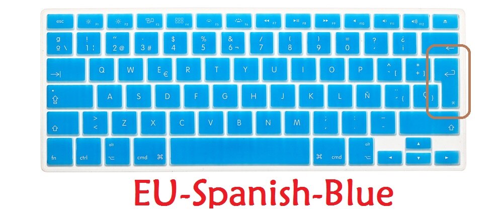 Eu Ons Spaanse Keyboard Voor Macbook Air Pro Retina 13 15 Spaans Toetsenbord Cover Silicium A1466 A1278 A1286 A1398 Toetsenbord huid: EU Blue