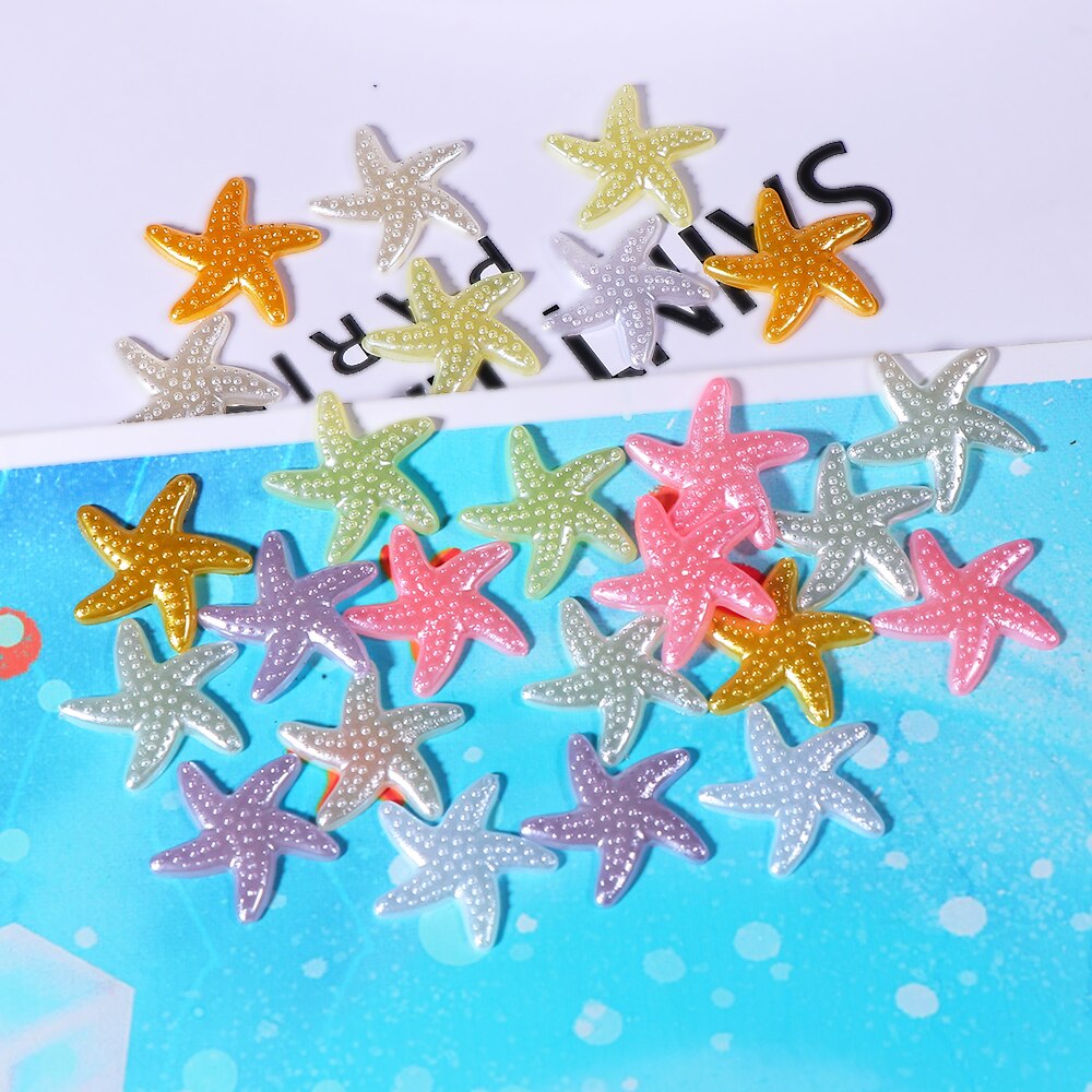 20Pcs Resin Adorable Glitter Starfish Crafts Candy colors Sea Stars For Jewelry DIY Wedding Decoration Home Decor Accessories